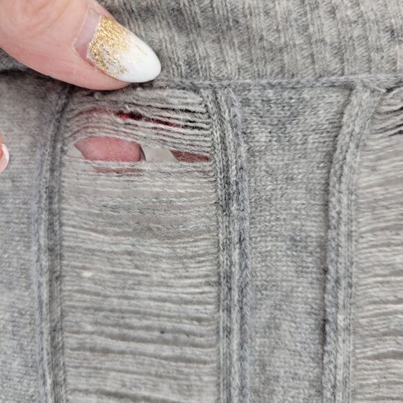 N:Philanthropy Distressed Cardigan Tunic Sweater XS S Gray Wool Modal Cashmere - Picture 7 of 9